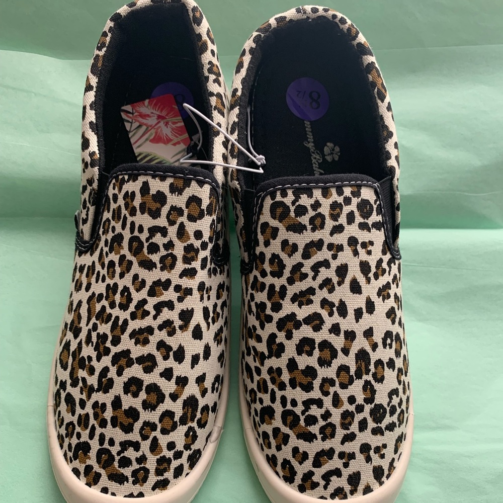 TOMMY BAHAMA Leopard Animal Print SLIP ON SNEAKERS Canvas Shoes SZ 8.5